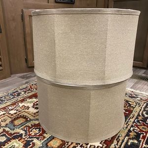 Sparkle-Infused Medium Gray Soft Back Drum Lamp Shades‎ Buy 1 or Both